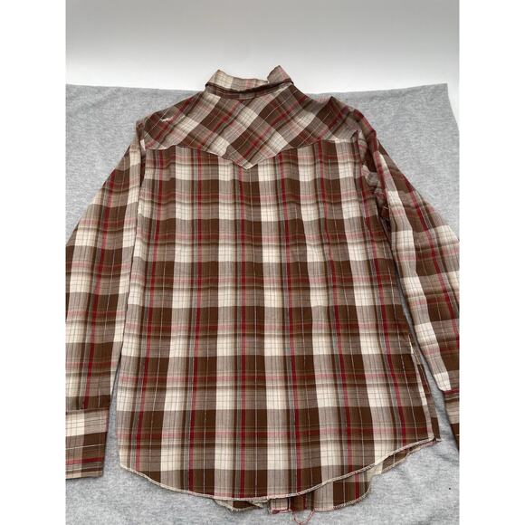 VTG H Bar C Ranchwear Men's Pearl Snap Shirt Permanent Press Long Tail USA - Picture 7 of 16